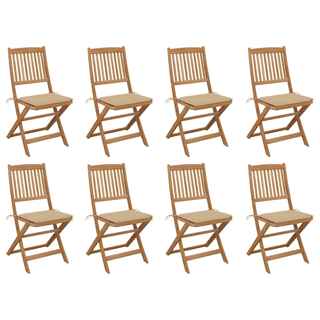 Sedie da Giardino Pieghevoli 8 pz con Cuscini Massello Acacia cod mxl 75597