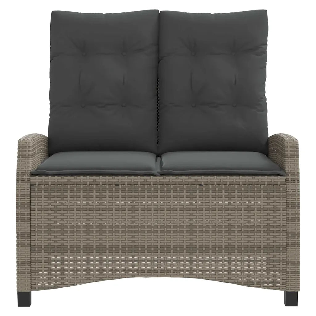 Panca Reclinabile da Giardino con Cuscini-Sgabello-Sedia da esterno Grigia in Polyrattan 490294