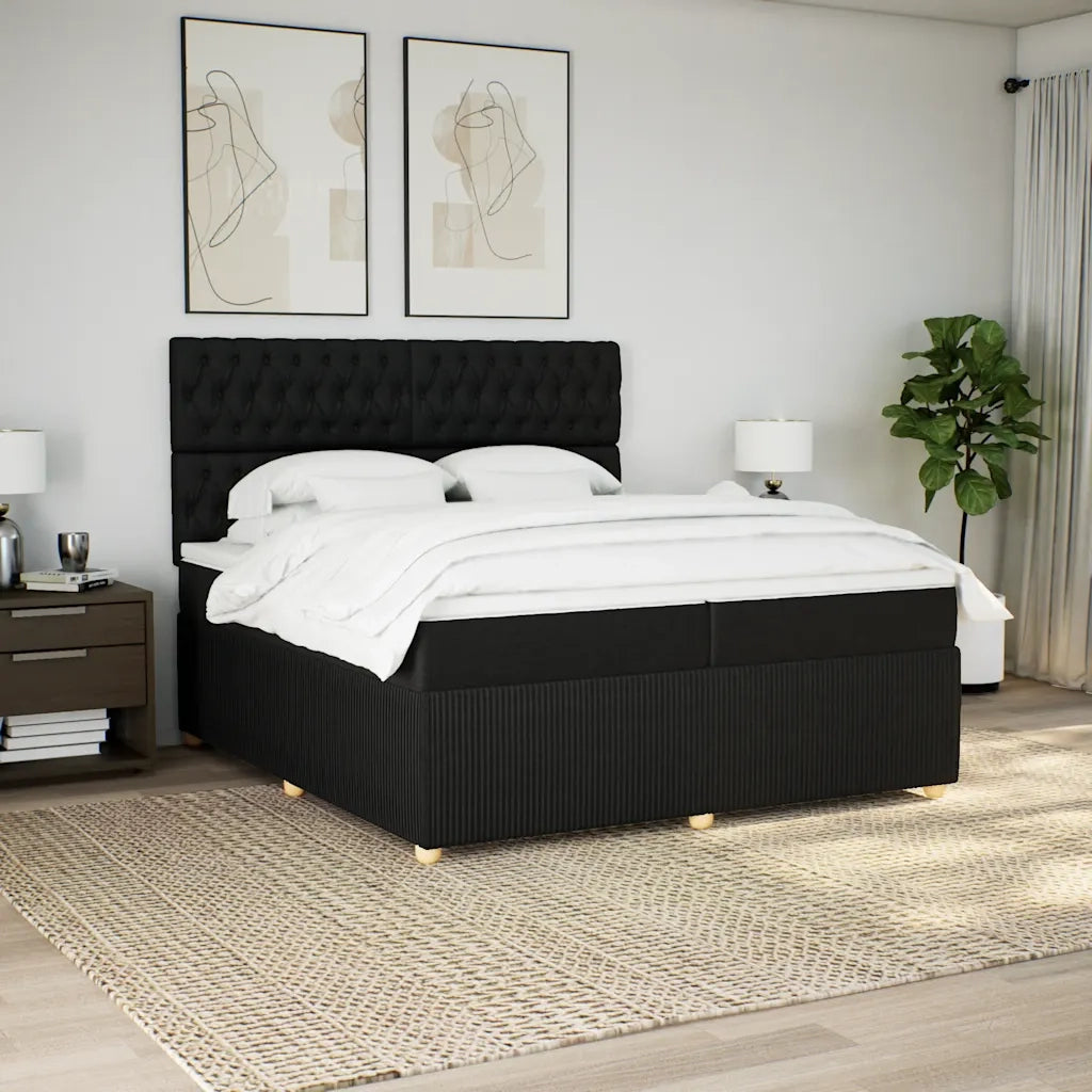 Giroletto a Molle con Materasso Nero 200x200 cm in Tessuto