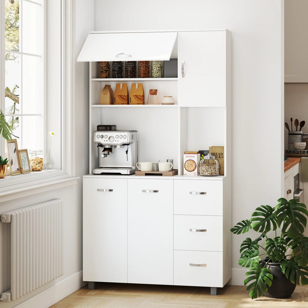 Credenza Bianco con Cassetti e Ante ¨C zephmum ¨C Bianco 100x39.5x183.5cm