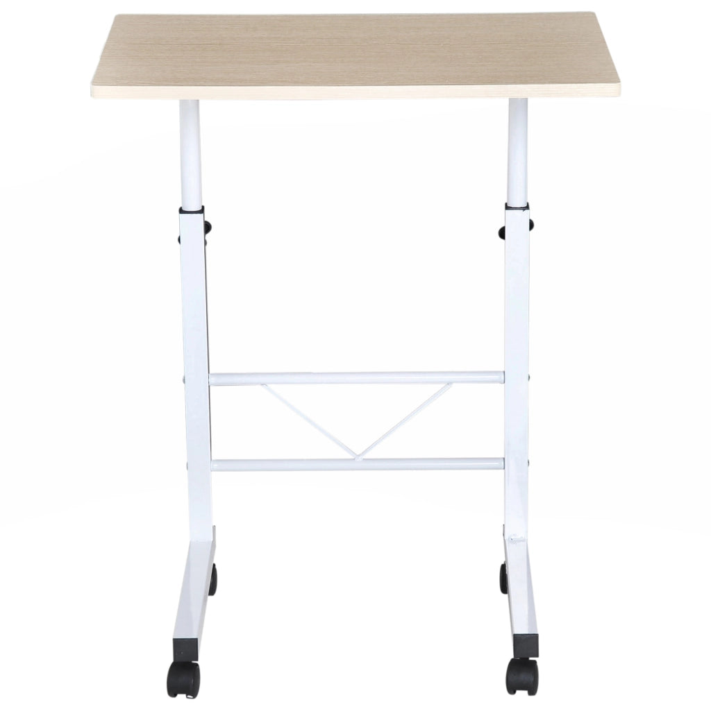 Tavolino laterale regolabile in altezza con ruote e freni, design a C