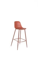E-STYLO Sgabello da cucina in polipropilene ruggine e gambe in metallo ruggine con poggiapiedi, 47.5cm X 47cm H. 91.5cm.