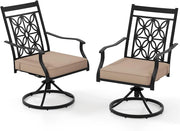 Set di 2 sedie da bistrot girevoli in metallo con braccioli curvi, telaio in metallo robusto e morbido cuscino di seduta, comode sedie da terrazza per giardino, patio, bistrot