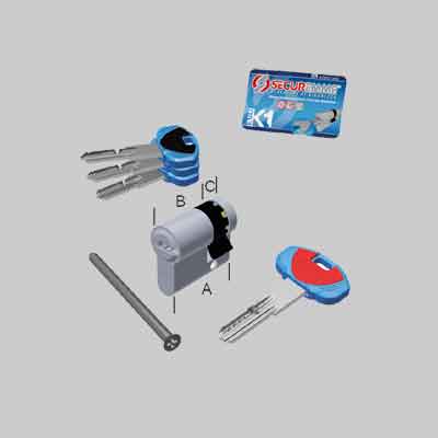 MEZZO CILINDRO SAGOMATO 'EVO K1' SECUREMME 40 mm (25+10+5) - Chiave KA - SECUREMME