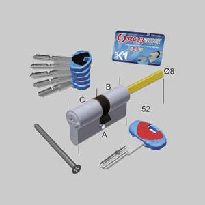 CILINDRO SAGOMATO 'EVO K1' CON PREDISPOSIZIONE POMOLO SECUREMME 80 mm (25+10+45) - SECUREMME