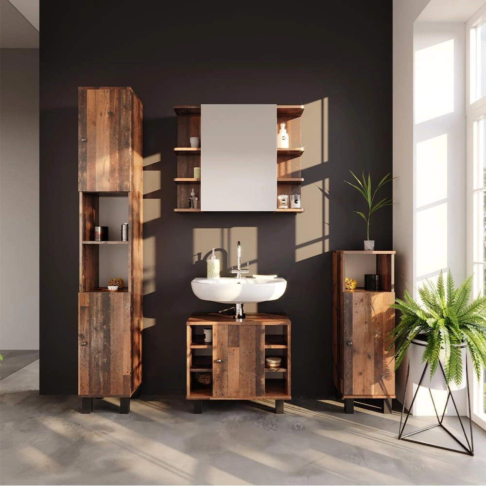 Armoire haute Placard Meuble de salle de bains Fynn style ancien