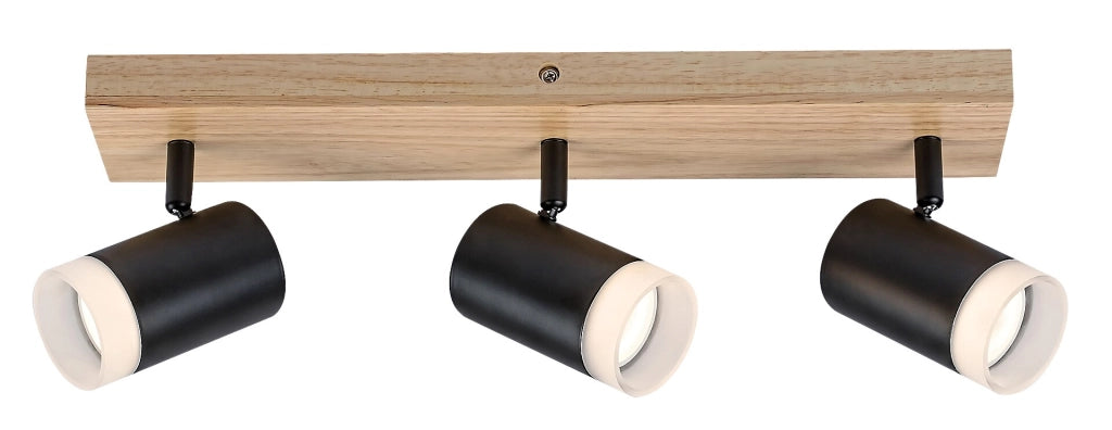 Plafoniera a barra Toras rovere/nero 3xGU10 5W Rabalux