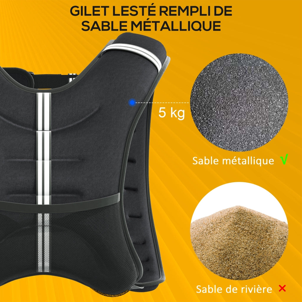 Gilet imbottito 5 kg ¨C zephmum ¨C sabbia metallizzata, nero, tessuto Oxford