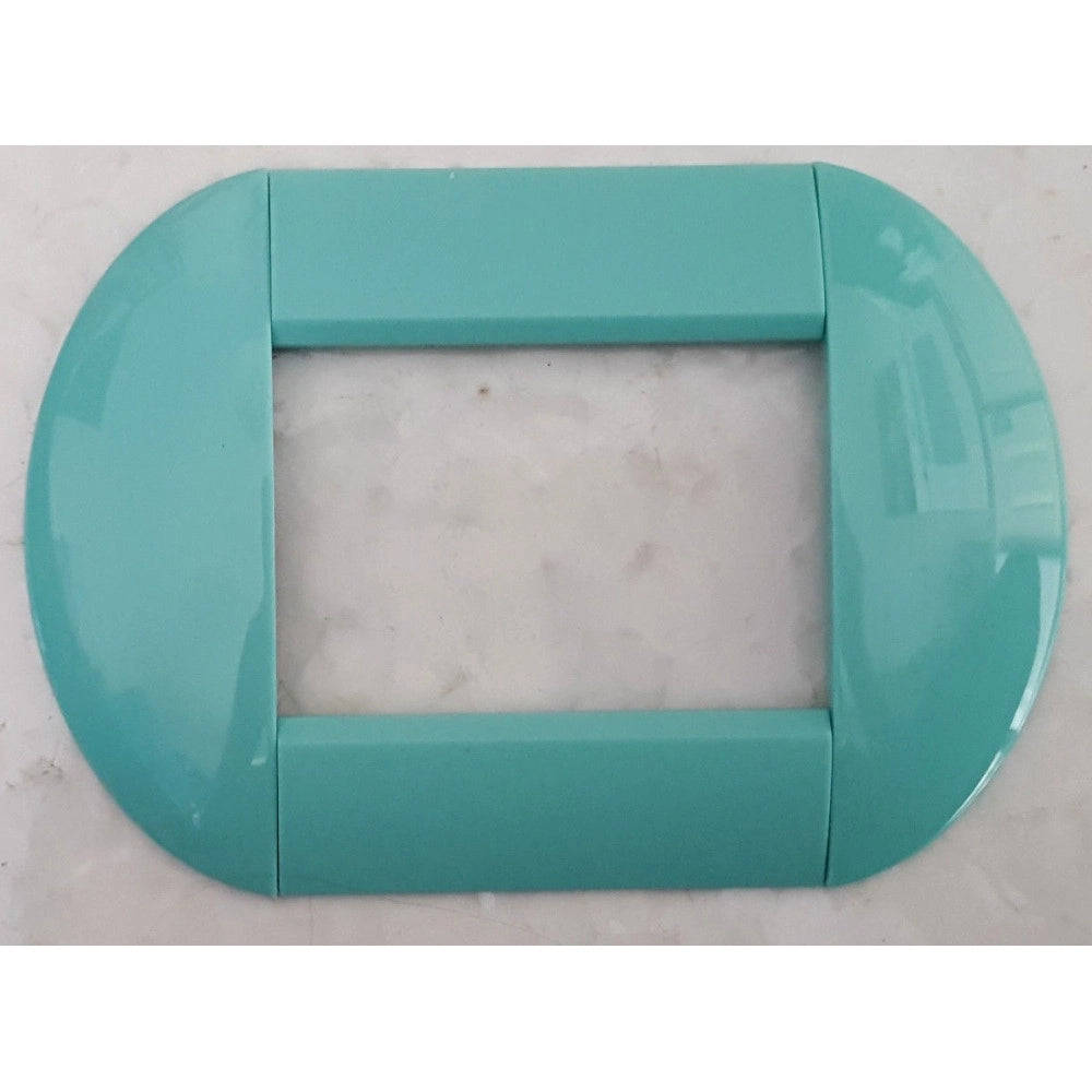 Trade Shop - Placca Placche Placchette Compatibili Living International Light Bombate Bticino - Blu Acqua -3 Fori     -