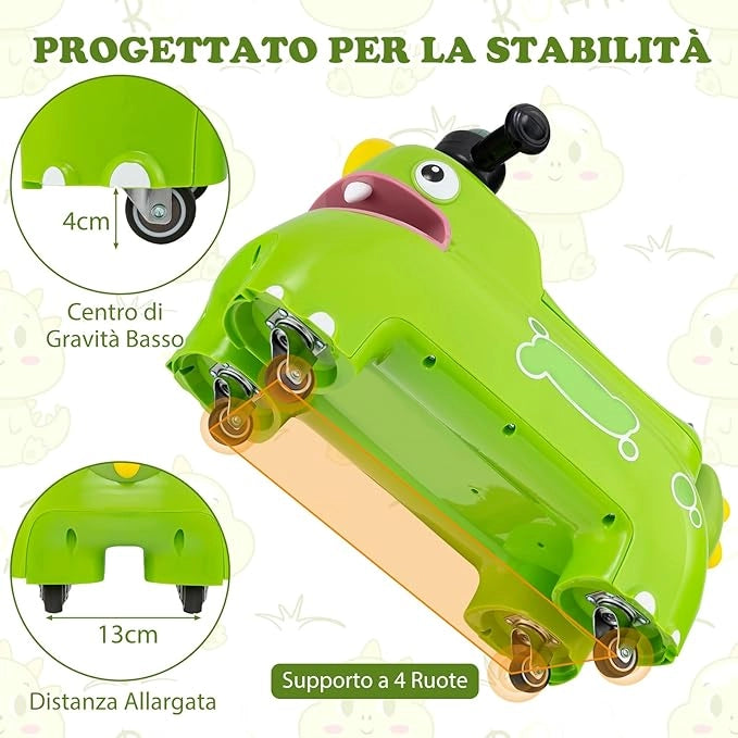 Macchina a Spinta per Bambini, Giocattolo Cavalcabile con Spazio Nascosto Luci Musica e Clacson, Macchina da Passeggio a Spinta con 4 Ruote, Regalo per Bambini 18+ Mesi (Verde)