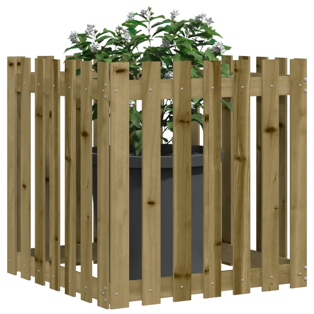 Fioriera | Cassetta per fiori | Vaso Giardino a Recinzione 70x70x70 cm in Pino Impregnato