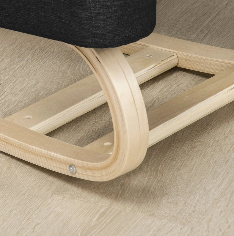 Sedia inginocchiata ergonomica in legno, nera
