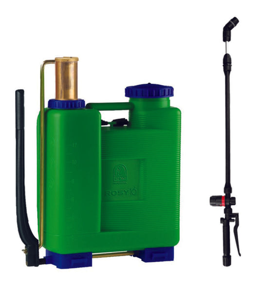 POMPA A ZAINO ROSY 16 LT.17,95 CON REGOLATORE POMPANTE OTTONE  con pompante in OTTONE    DI MARTINO