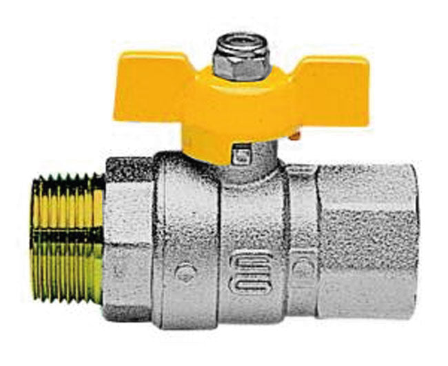 VALVOLA ARRESTO A SFERA IN OTTONE CON FARFALLA PER GAS MASCHIO FEMMINA 1   ENOLGAS BONOMI SPA