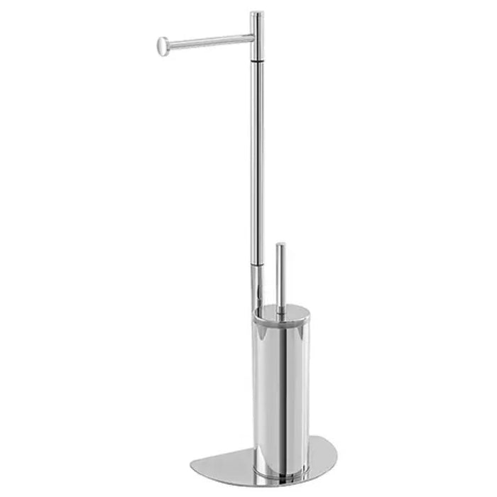 Piantana portarotolo e portascopino salvaspazio in acciaio cromato Idroweb