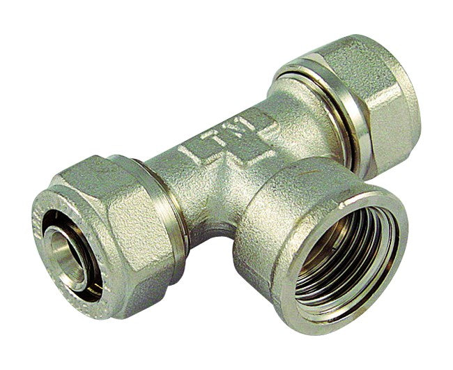 RACCORDO A T FEMMINA PER TUBO MULTISTRATO MODELLO AL-COBRAPEX 3/4 ø25   TIEMME RACCORDERIE SPA
