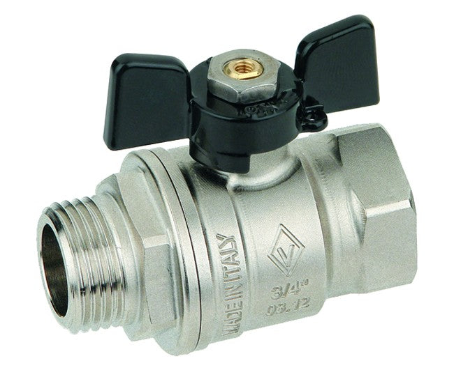 VALVOLA ARRESTO A SFERA IN OTTONE CON FARFALLA MASCHIO FEMMINA 3/4   VALVOSANITARIA BUGATTI S.P.A.