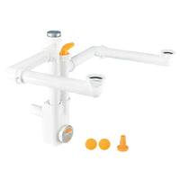 SIFONE 2 VIE SENZA PILETTA PER LAVELLO A 2 VASCHE ACCIAIO/CERAMICA MODELLO  NEW SPAZIO 11/2ø40/50   LIRA SPA