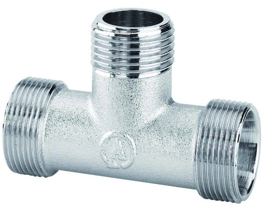 RACCORDO A T MASCHIO IN OTTONE CROMATO 1/2 M 24X19   ARTECLIMA S.R.L.