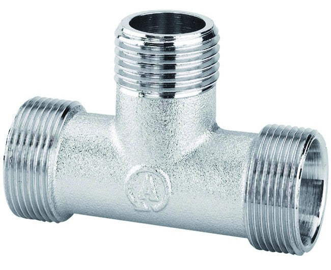 RACCORDO A T MASCHIO IN OTTONE CROMATO 1/2 M 24X19   ARTECLIMA S.R.L.