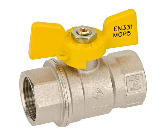 VALVOLA ARRESTO A SFERA IN OTTONE CON FARFALLA PER GAS FEMMINA FEMMINA 1/2   VALVOSANITARIA BUGATTI S.P.A.