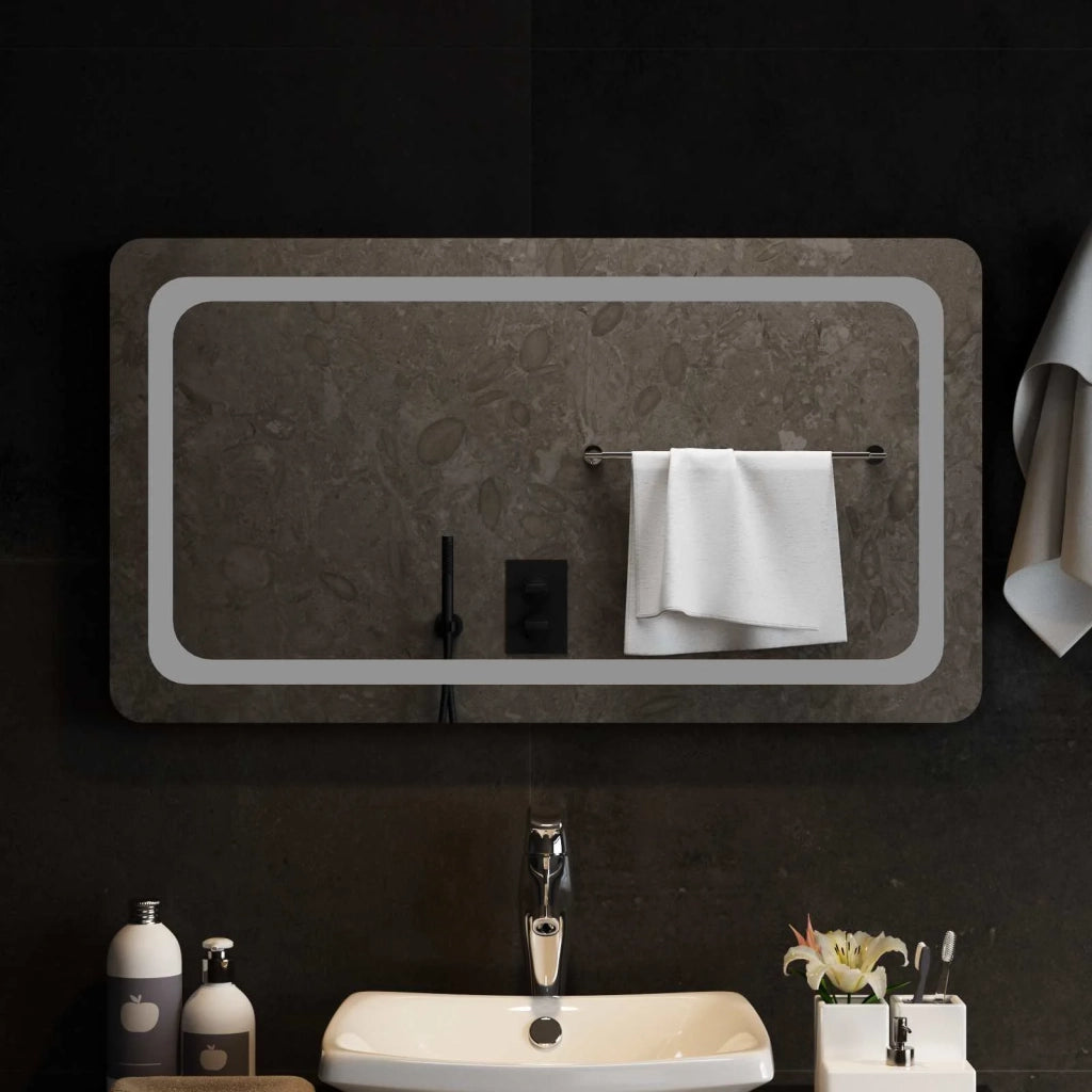 Specchio da bagno LED Trasparente 90 x 50 cm vetro temperato 42045839