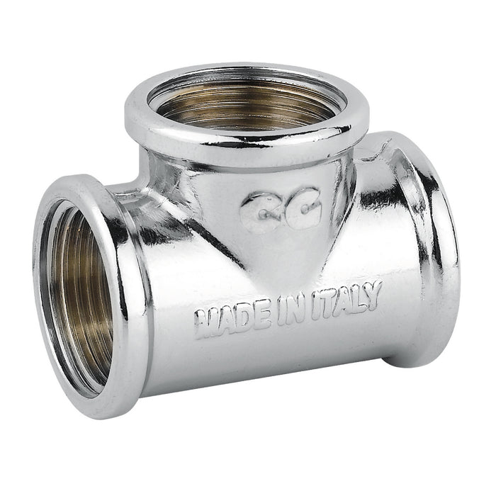 RACCORDO A T INTERMEDIO IN OTTONE CROMATO SERIE 1500 1/2   TIEMME RACCORDERIE SPA