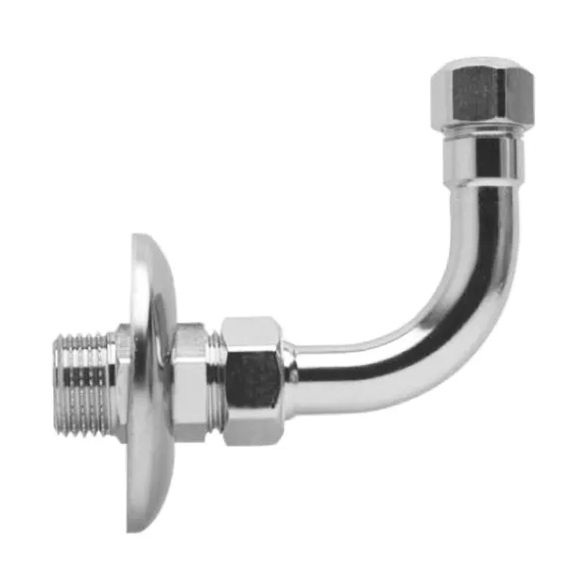 CURVETTA SOTTOLAVABO IN OTTONE CROMATO CON ROSETTA E DADO A 90  ° M 1/2*3/8  EE ¸10    PETTINAROLI