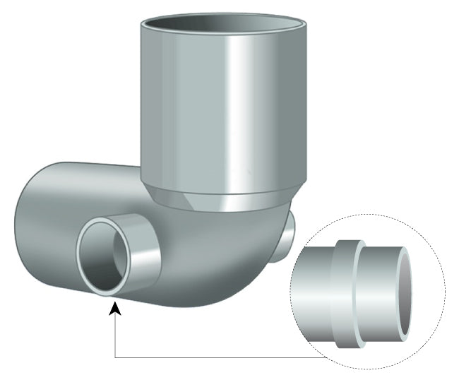 CURVA WC CON 2 ATTACCHI LATERALI AD INNESTO ø100X40X40   Idroweb