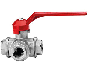 VALVOLA ARRESTO A SFERA IN OTTONE CON LEVA A 3 VIE A T FEMMINA/FEMMINA/FEMMINA 1/2   ITAP s.p.a.