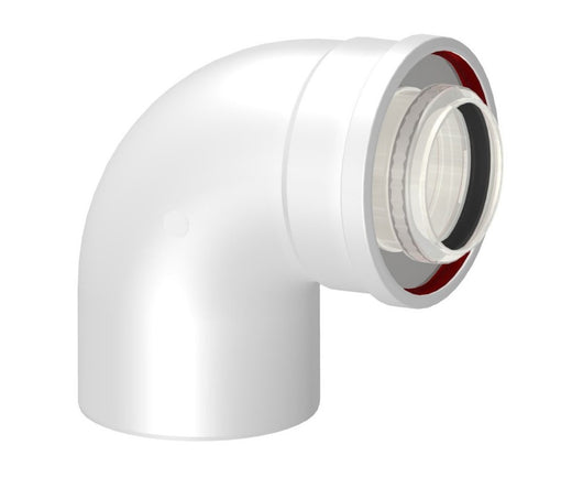 CURVA 90  ° COASSIALE M/F PER CALDAIA A CONDENSAZIONE PER CAMBIO DI DIREZIONE  EE ¸60/100