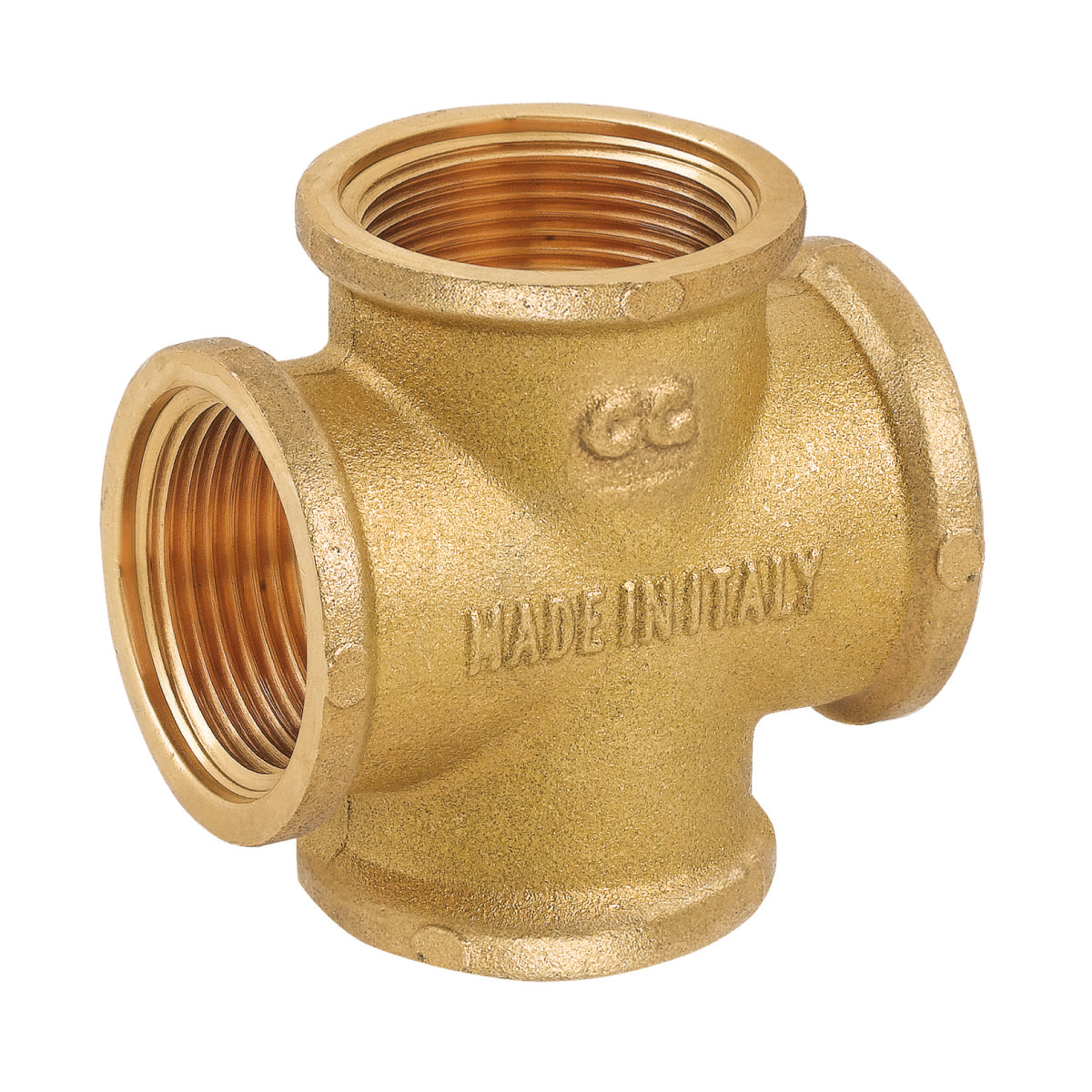 RACCORDO A CROCE INTERMEDIO IN OTTONE GIALLO SERIE 1500 1X1X1X1  FEMMINA   TIEMME RACCORDERIE SPA