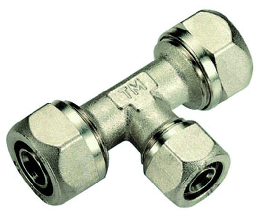 RACCORDO A T INTERMEDIO RIDOTTO PER TUBO MULTISTRATO MODELLO AL-COBRAPEX ø20-16-20   TIEMME RACCORDERIE SPA
