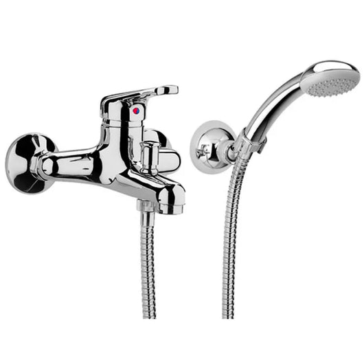 Rubinetto miscelatore monocomando per vasca esterno con doccia serie pegaso  Con attacco duplex e flessibile mt 1,5  Rubinetteria paffoni spa