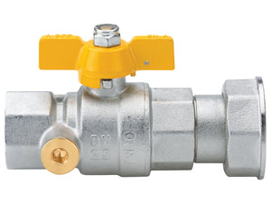 VALVOLA ARRESTO A SFERA IN OTTONE CON FARFALLA E PRESA PRESSIONE PER GAS FEMMINA DADO GIREVOLE 3/4X11/4   ENOLGAS BONOMI SPA