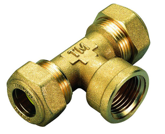 RACCORDO A T FEMMINA PER GAS CON TENUTA O-RING PER TUBO RAME MODELLO 1350 1/2 ø14   TIEMME RACCORDERIE SPA