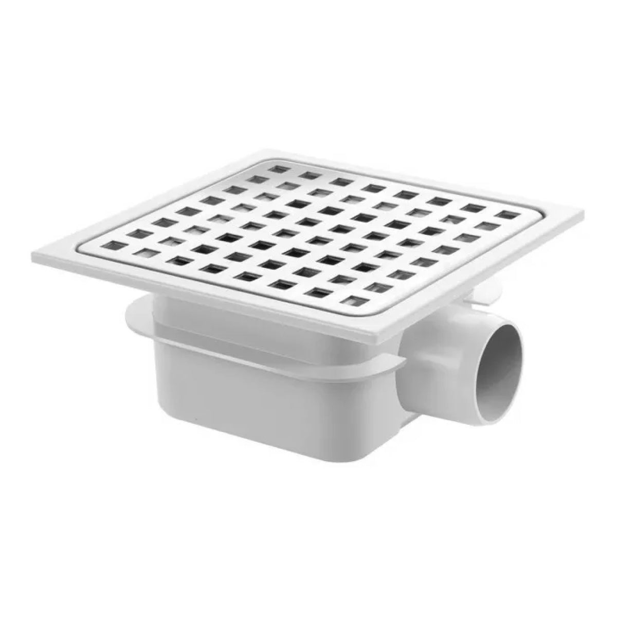 PILETTA IN ABS CON GRIGLIA IN ACCIAIO INOX 304 150x150 MM USC. ORIZZONTALE ø40   GEBO ITALIA Srl