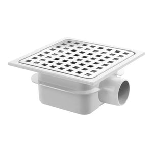 PILETTA IN ABS CON GRIGLIA IN ACCIAIO INOX 304 150x150 MM USC. ORIZZONTALE ø40   GEBO ITALIA Srl