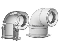 CURVA DI PARTENZA COASSIALE A 90  ° CON ISPEZIONE BIANCA  EE ¸60/100