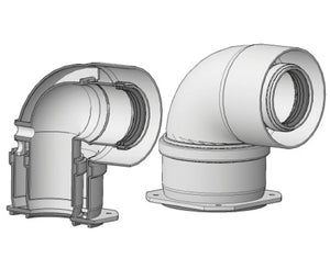 CURVA DI PARTENZA COASSIALE A 90  ° CON ISPEZIONE BIANCA  EE ¸60/100