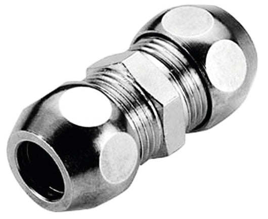 RACCORDO DIRITTO INTERMEDIO A TENUTA PTFE PER TUBO RAME CROMATO SERIE 6900 3/8 ø10    PETTINAROLI