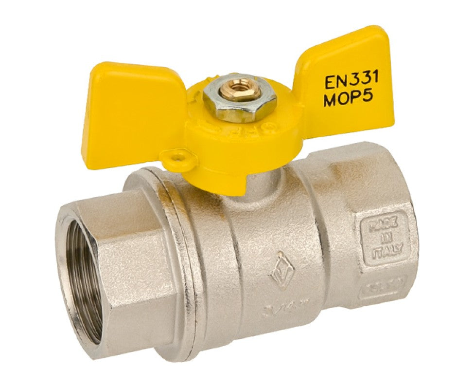 VALVOLA ARRESTO A SFERA IN OTTONE CON FARFALLA PER GAS FEMMINA FEMMINA 1   VALVOSANITARIA BUGATTI S.P.A.