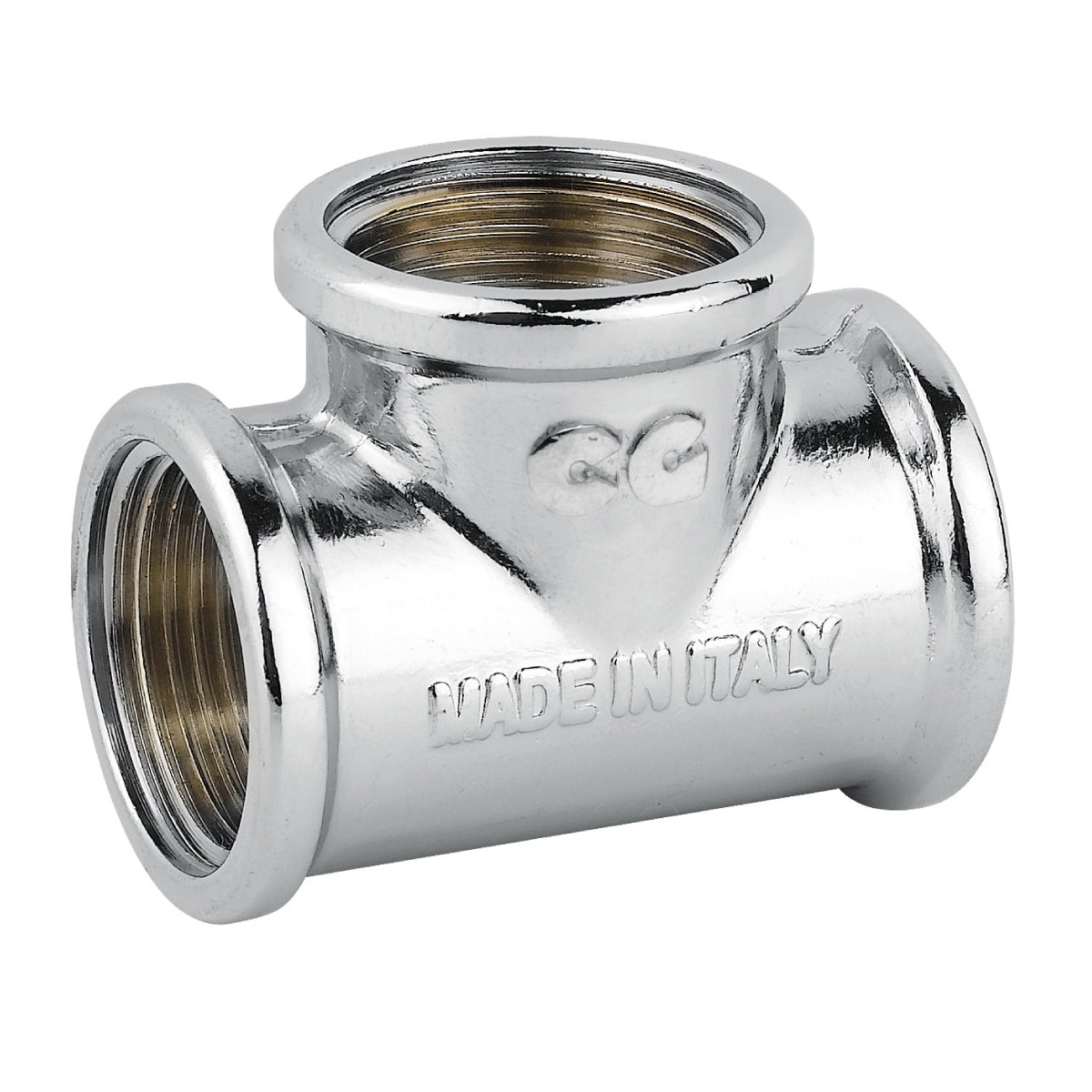 RACCORDO A T INTERMEDIO IN OTTONE CROMATO SERIE 1500 3/4   TIEMME RACCORDERIE SPA