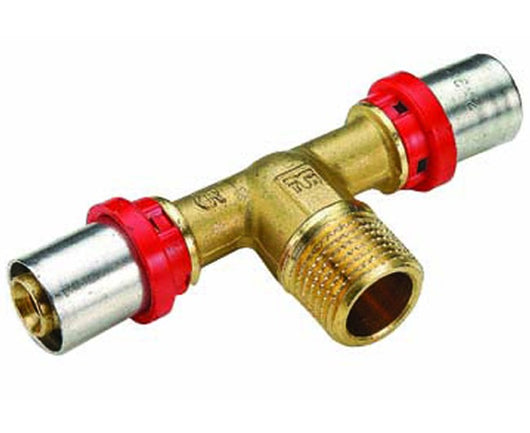 RACCORDO A T MASCHIO PER TUBO MULTISTRATO A PRESSARE MODELLO AL-COBRAPEX 1/2 ø14   TIEMME RACCORDERIE SPA
