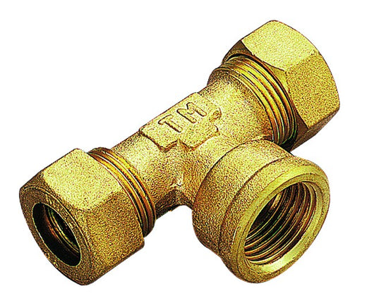 RACCORDO A T FEMMINA CON TENUTA O-RING PER TUBO RAME MODELLO 1300 1/2 ø18   TIEMME RACCORDERIE SPA