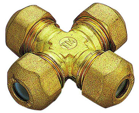 RACCORDO A CROCE INTERMEDIO CON OGIVA IN PTFE PER TUBO RAME MODELLO 1200 1/2 ø14   TIEMME RACCORDERIE SPA