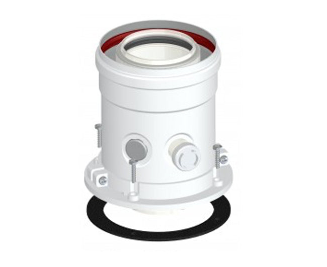 PARTENZA VERTICALE COASSIALE CON ISPEZIONE BIANCA ø60/100