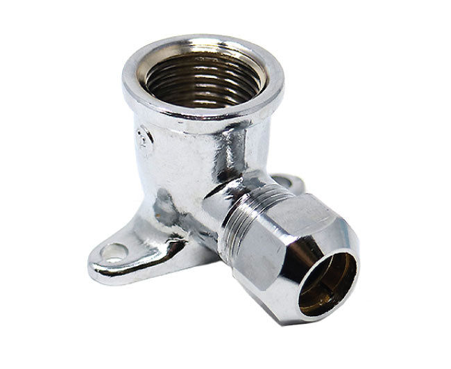 RACCORDO CURVO FEMMINA FLANGIATO A TENUTA PTFE PER TUBO RAME CROMATO SERIE 6900 1/2X Ø12   PETTINAROLI