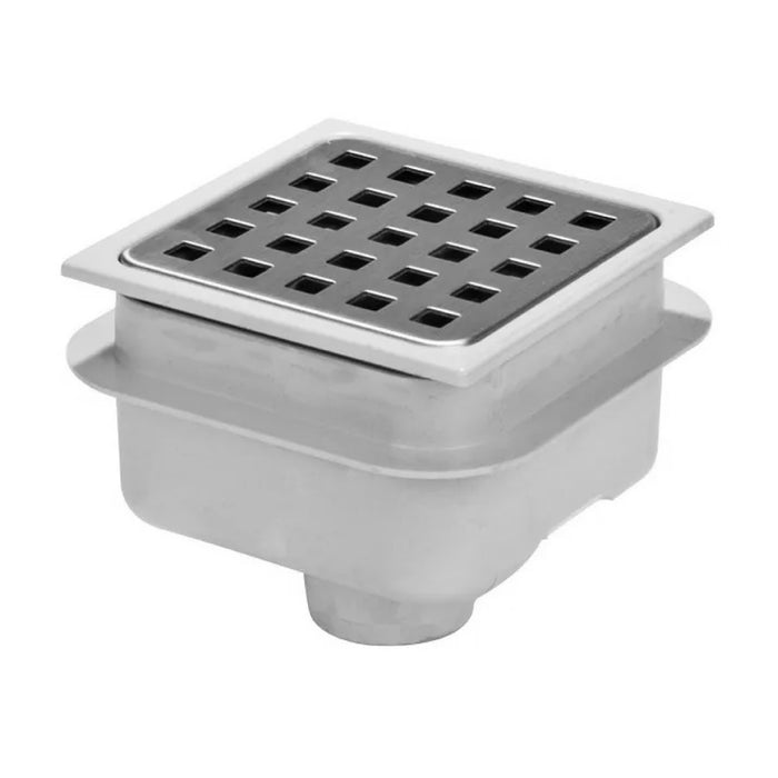 PILETTA IN ABS CON GRIGLIA IN ACCIAIO INOX 304 100X100 MM USC.VERTICALE ø40   GEBO ITALIA Srl