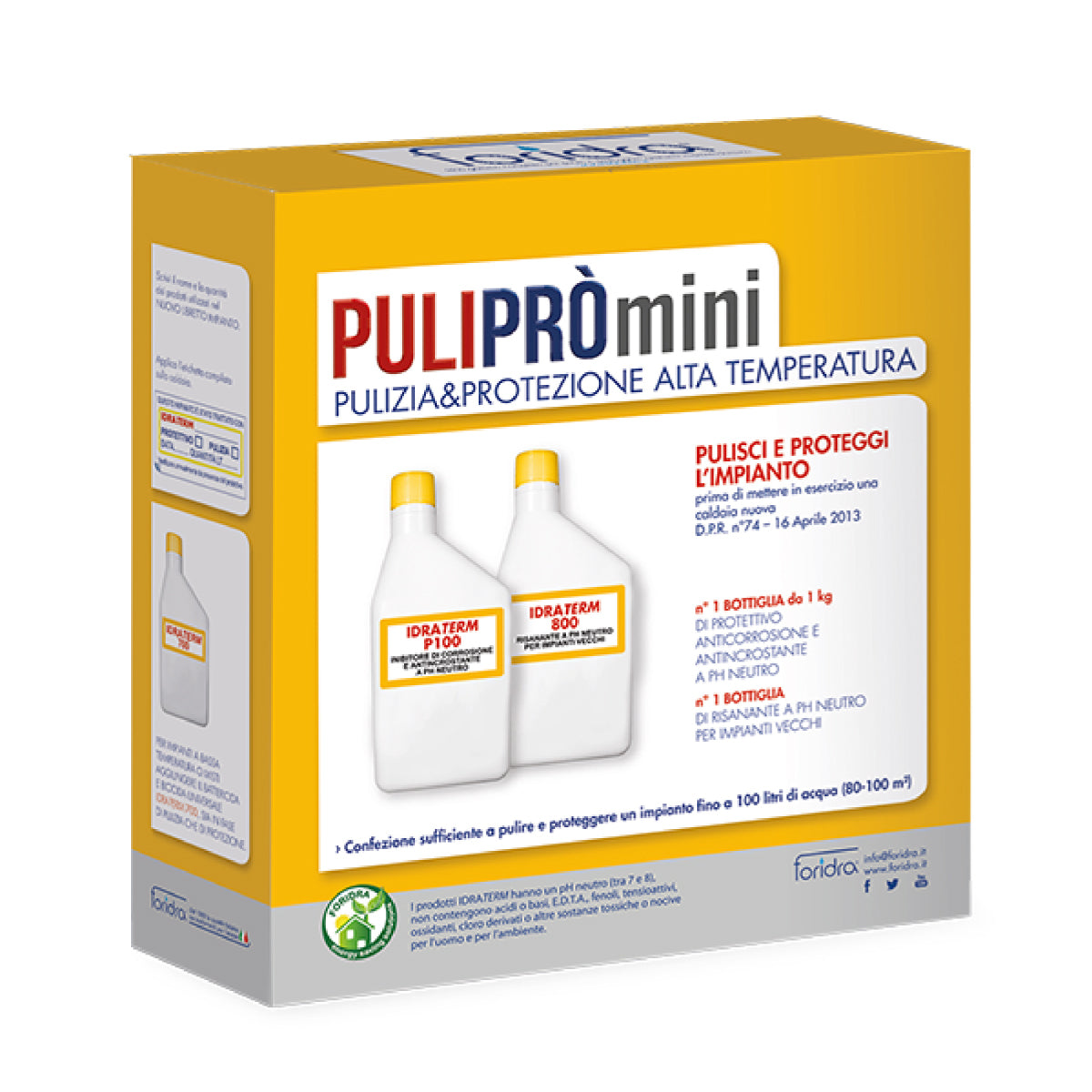 KIT RISANAMENTO E PROTEZIONE LAVAGGIO IMPIANTO PULIPRÒ MINI KG 1   FORIDRA